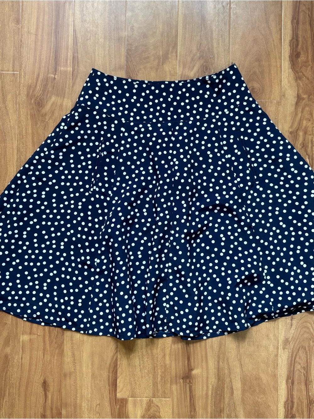 Vintage Y2K Navy Blue & White Polka Dot Circle Skirt